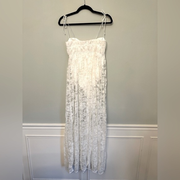 NWT For Love & Lemons Lorena Maxi Dress in White Lace Size Medium Bridal Wedding - Picture 6 of 13